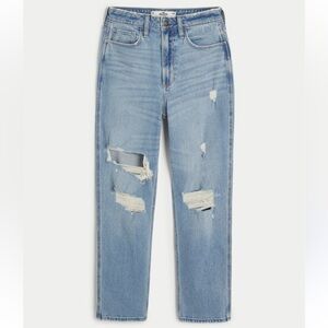Hollister Ultra High Rise Ripped Dad Jeans Light Wash Size 5R